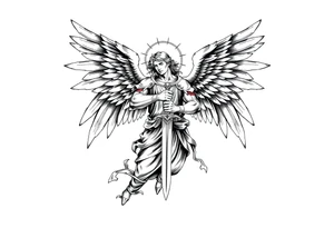 Holy Archangel, Biblical, Christianity, Archangel Michael, Hebrew, Guards of Christianity, Holding a sword, having six wings, seraphim tattoo idea