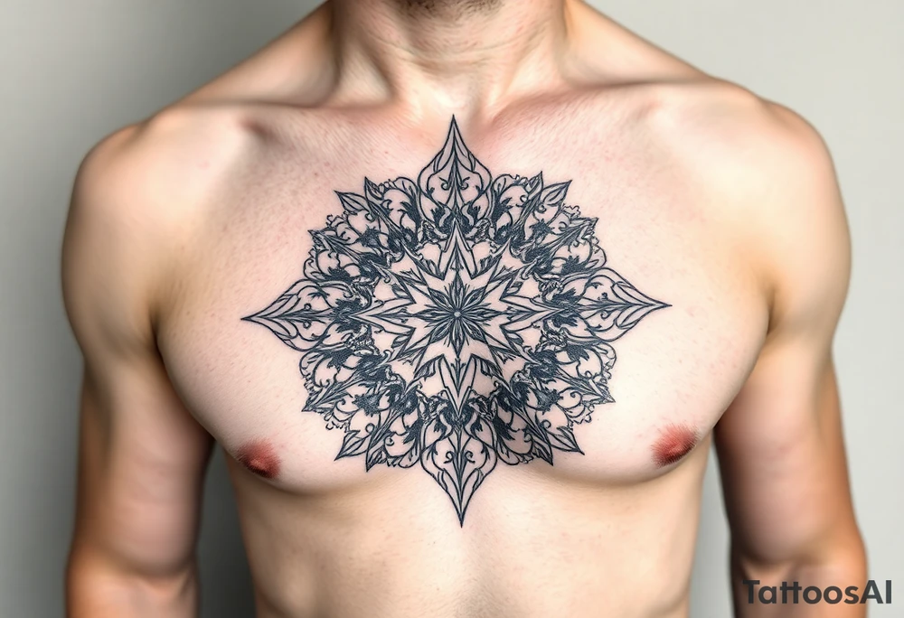 And magnificent intricate family crust from ireland for the smith family into a full chest piece tattoo on a man tattoo idea