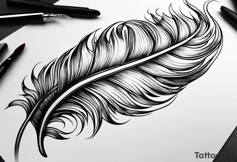 Folded feather tattoo idea