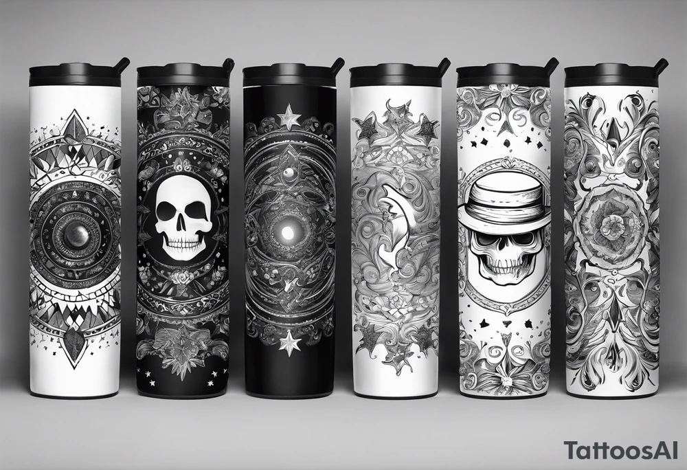 20 oz tumbler banner design, candy, minimalist, spellbound, voodoo, moon, stars, Halloween tattoo idea