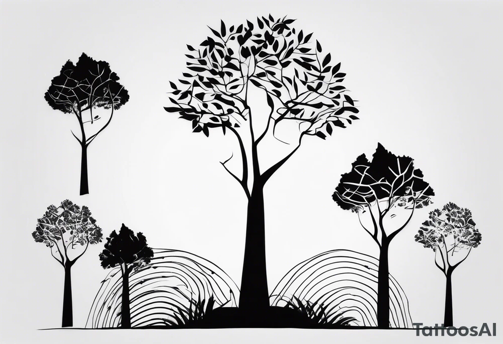 Abstract tree silhouette tattoo idea