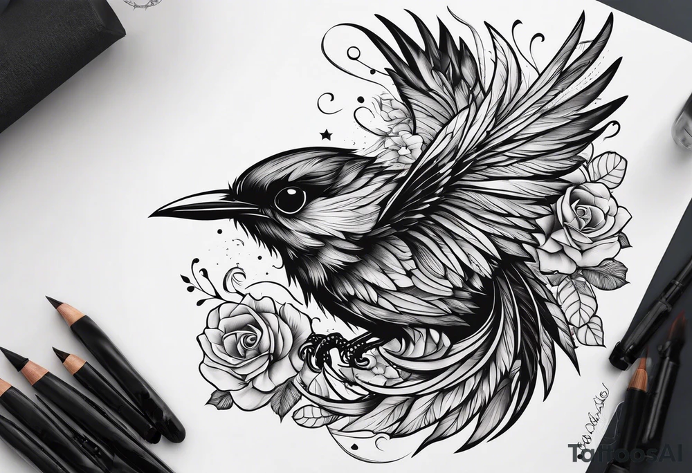 Shadow birds half sleeve tattoo idea