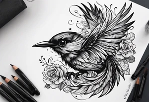 Shadow birds half sleeve tattoo idea
