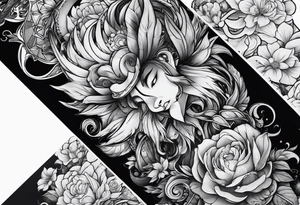Full arm sleeve, anime style tattoo idea