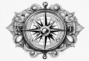 Compass, pirate, oyster with pearl tattoo idea