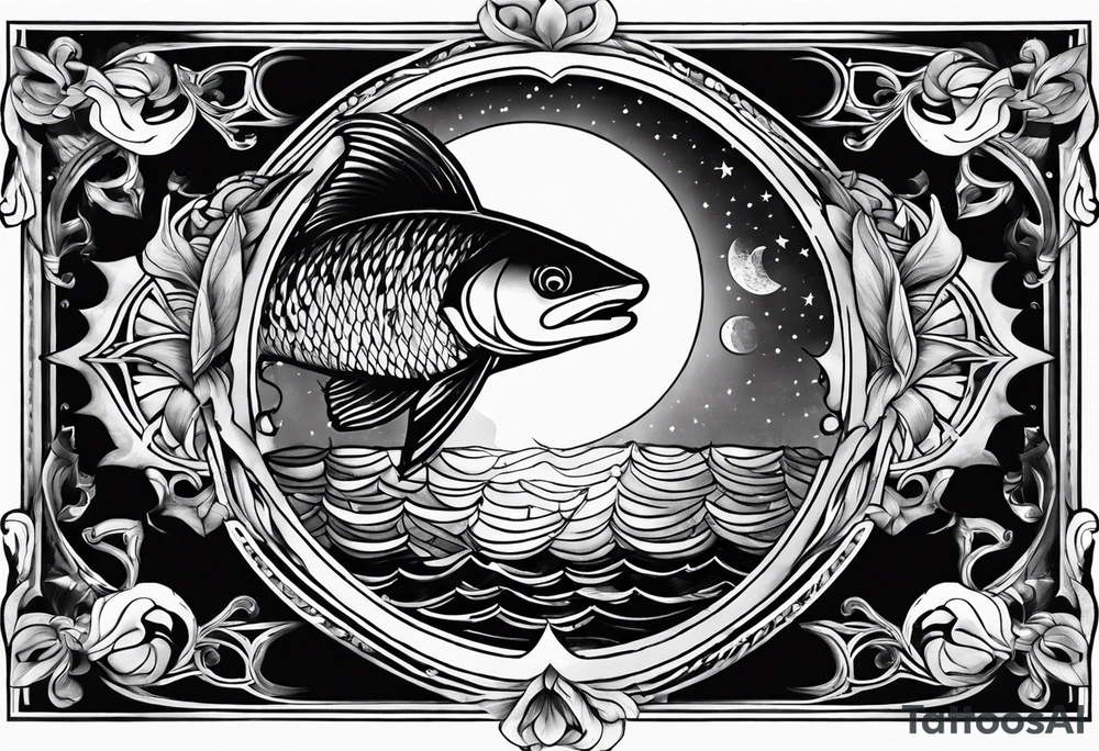 Pisces in a full moon tattoo idea