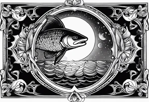 Pisces in a full moon tattoo idea