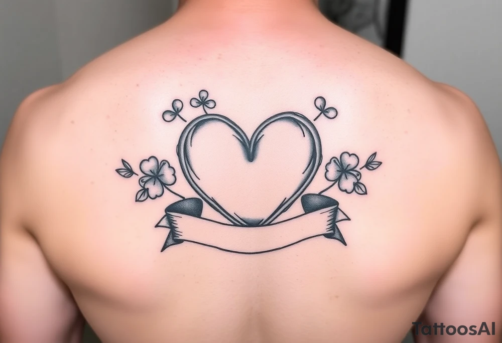 Cute Heart with Shamrocks and a banner tattoo idea