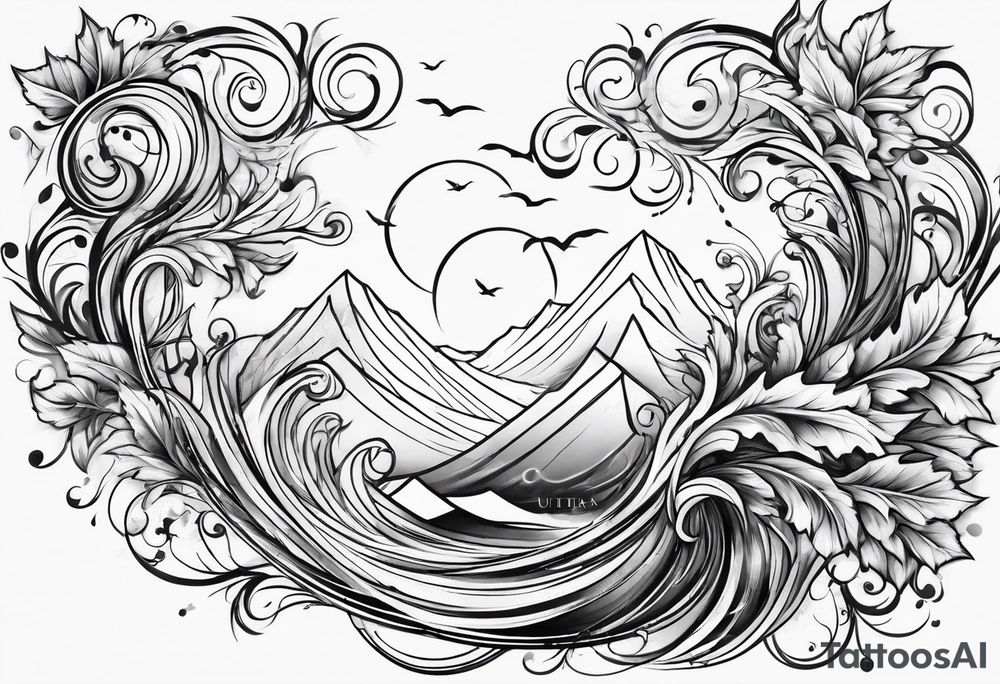 Leaves swirling in the wind tattoo idea
