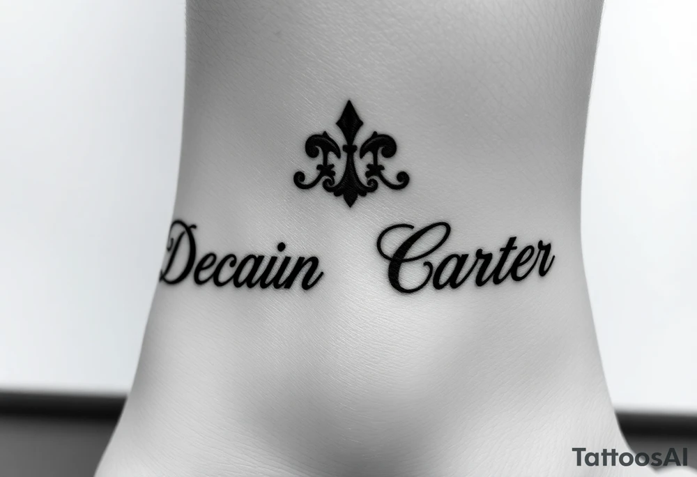 My sons names- Declan and Carter around my ankle tattoo idea