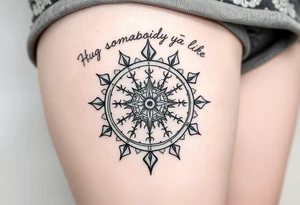 Sundial with handwriting “Hug somebody ya like” above. tattoo idea