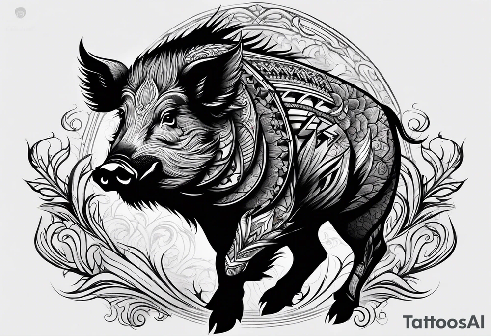wild boar tattoo idea