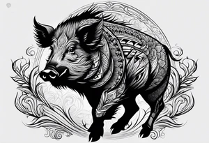 wild boar tattoo idea