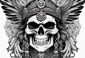 kali, goddess pirate, pachamama, warrior, skull, lotus, wing, eagle tattoo idea