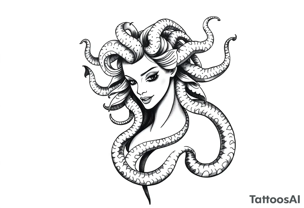 Pretty Medusa modern design tattoo idea