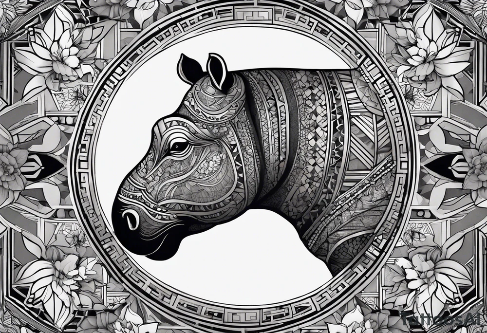 Very asymmetrical, +geometric pattern, with realistic full moon, with hippo,+tribal, +geometric, +inkart , +blackwork, +grey scale, + sketch
with wintersweet flower bud, +inkart touch, +for men, detailed , combined favourite , tattoo idea