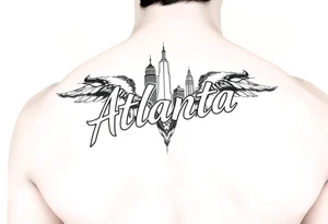 Atlanta themed leg sleeve tattoo idea