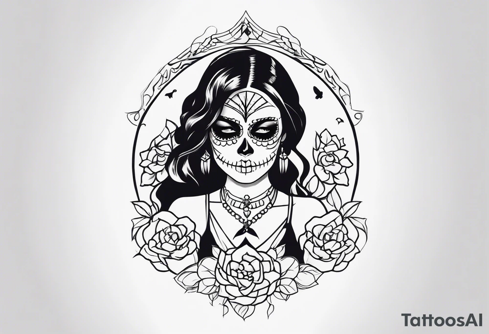 muertos style girl tattoo idea