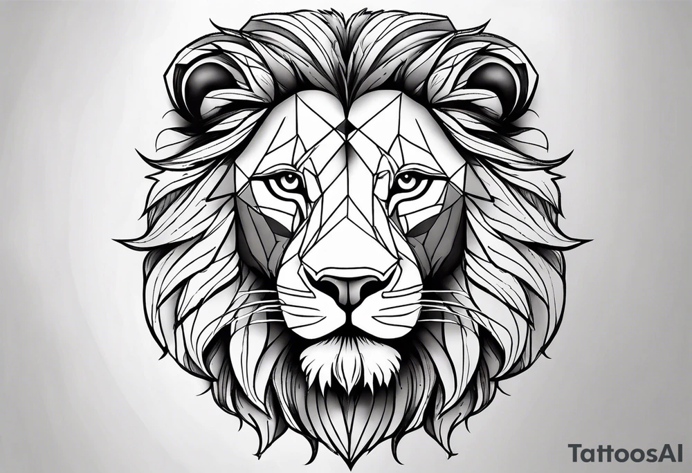 Lion face, half geometry tattoo idea