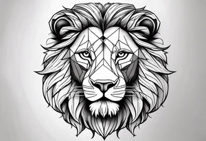 Lion face, half geometry tattoo idea