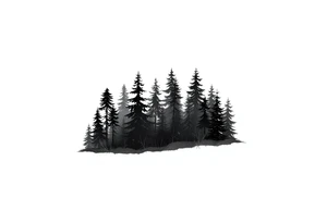 Coniferouse forest silhouette with black and gray trees around the forearm a tattoo tattoo idea