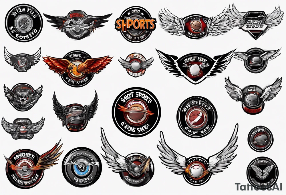 hockey puck with wings that says "SHOT SPORTS" tattoo idea