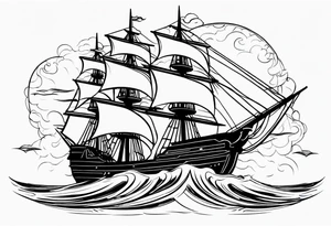 Classis ship heading to the horizon tattoo idea