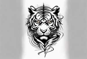 Tiger Warrior sleeve tattoo with lightning and the sun
Forearm sleeve tattoo idea