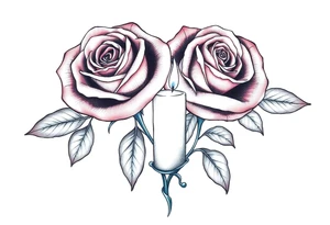 Passed love one, two roses, two candles, blue tattoo idea