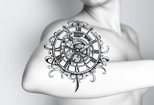 vintage roman numerals within ornate clockwork mechanism tattoo idea