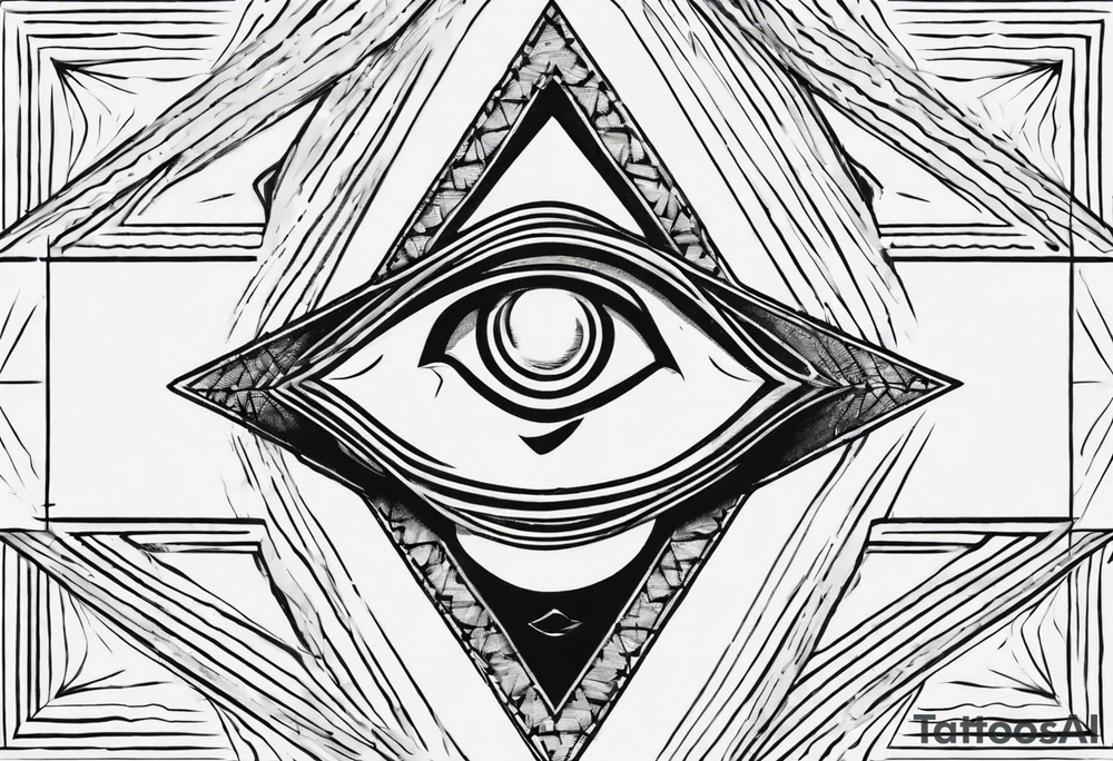 Third eye abstract fine line sketch style. Diamond shape with heavy black and dot work tattoo idea