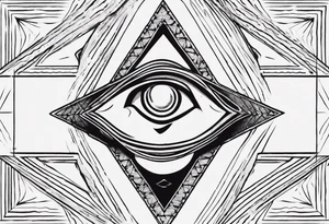 Third eye abstract fine line sketch style. Diamond shape with heavy black and dot work tattoo idea
