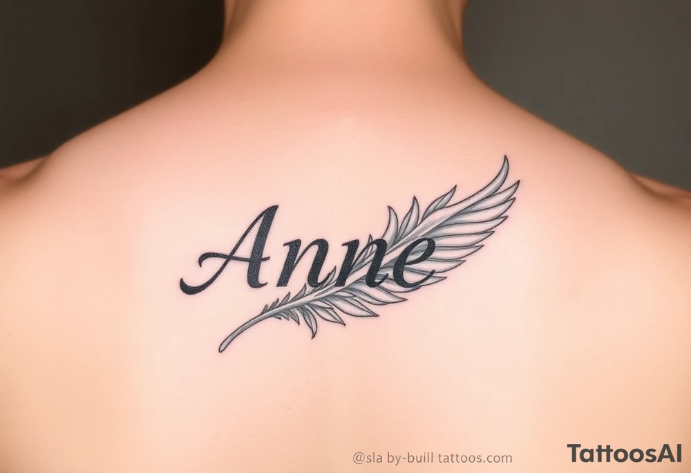 the name Anne in a phoenix feather tattoo idea