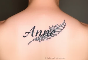 the name Anne in a phoenix feather tattoo idea