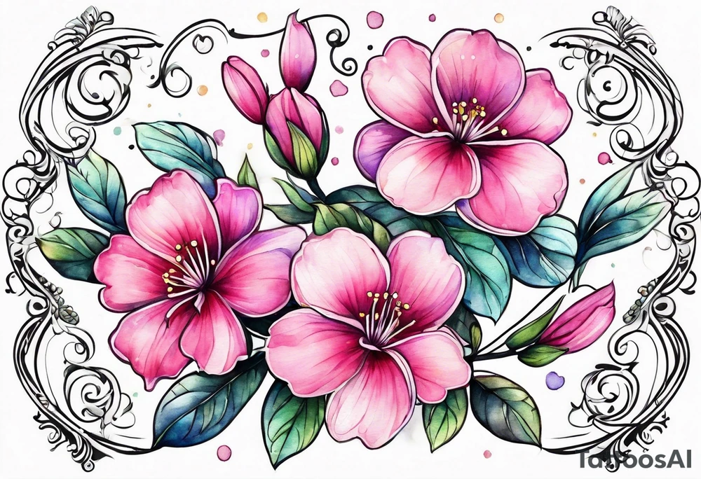 Small Pink flowers with decorative dott pattern and libra tattoo idea