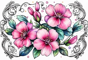 Small Pink flowers with decorative dott pattern and libra tattoo idea