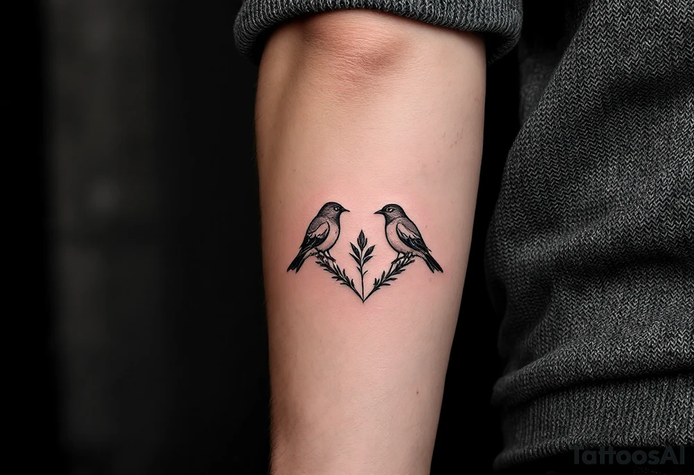 deux corbeau posé sur une épée planté dans un coeur tattoo idea