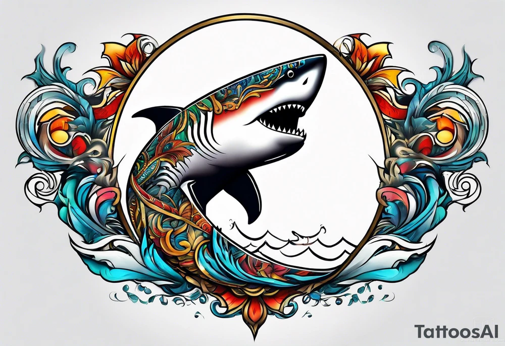 Half shark half man tattoo idea
