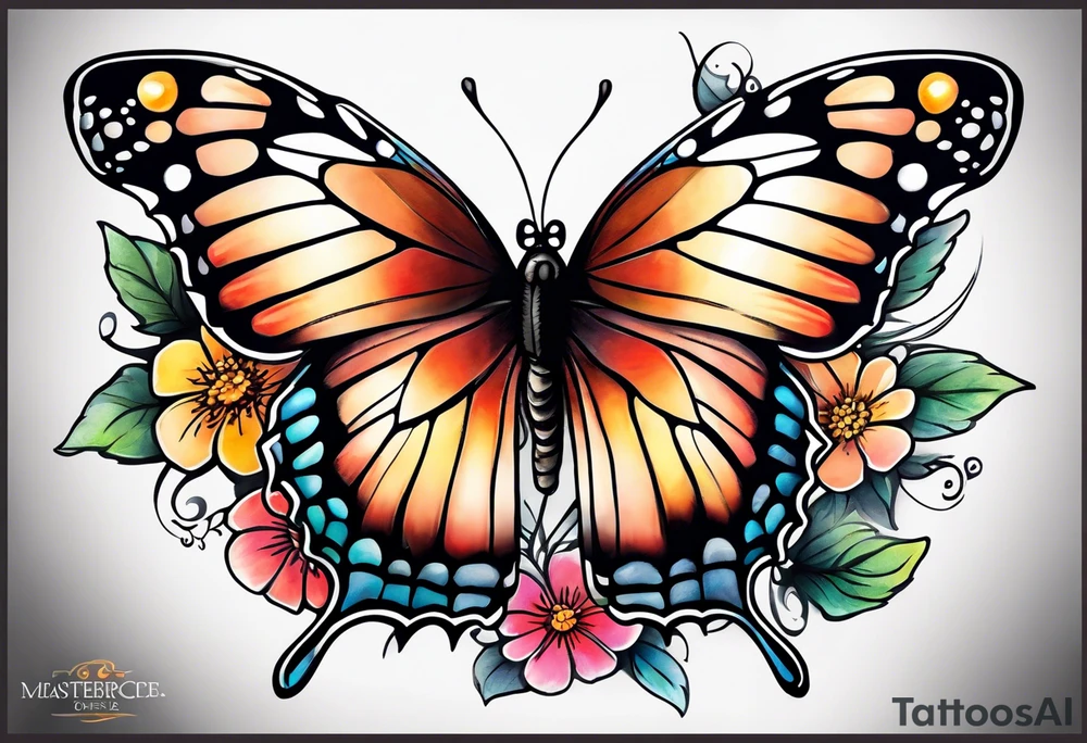 Butterfly on a flower tattoo idea