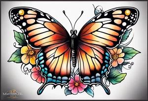 Butterfly on a flower tattoo idea