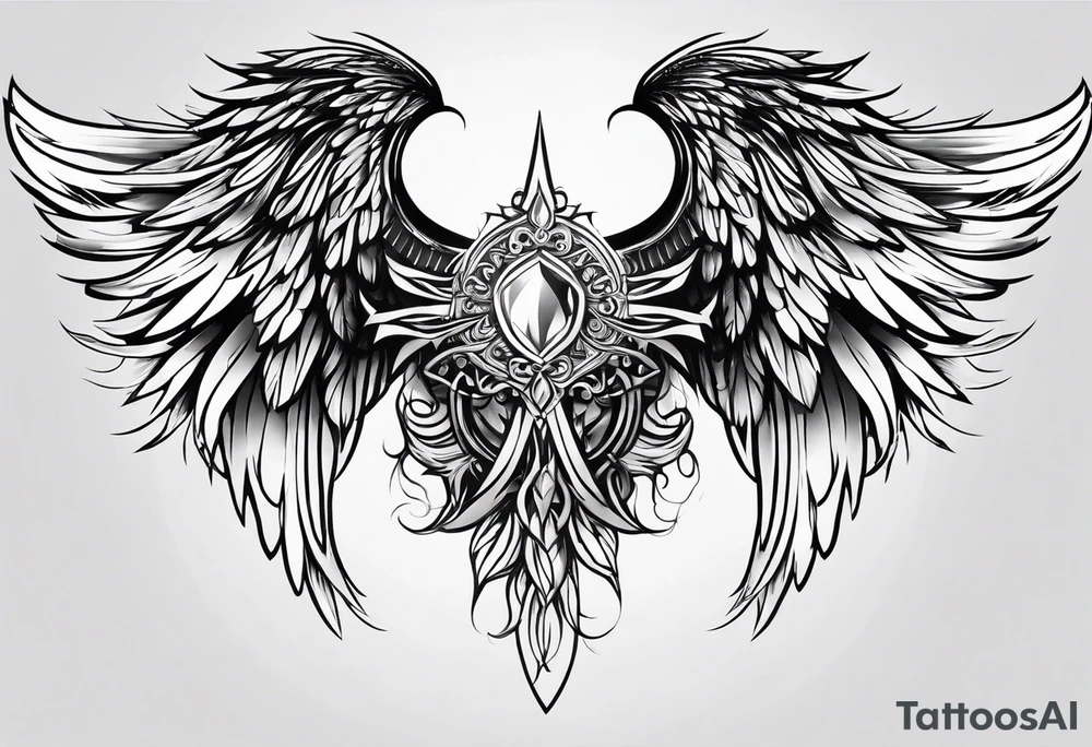 Diamond angel wings tattoo idea