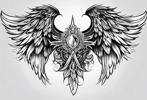 Diamond angel wings tattoo idea