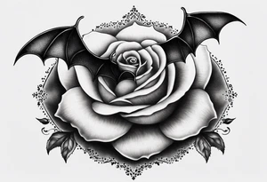 bat and rose tattoo idea