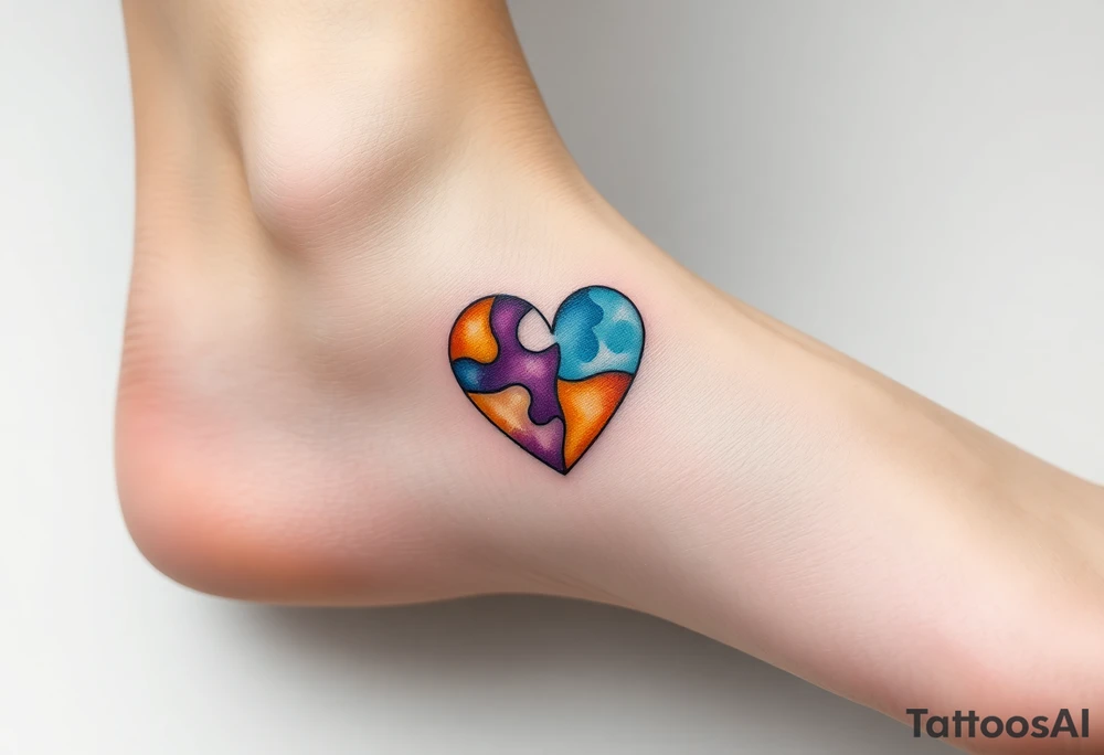 autism heart puzzle shape symbol tattoo idea