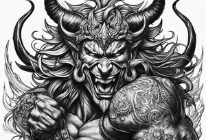Soul fighting demons tattoo idea