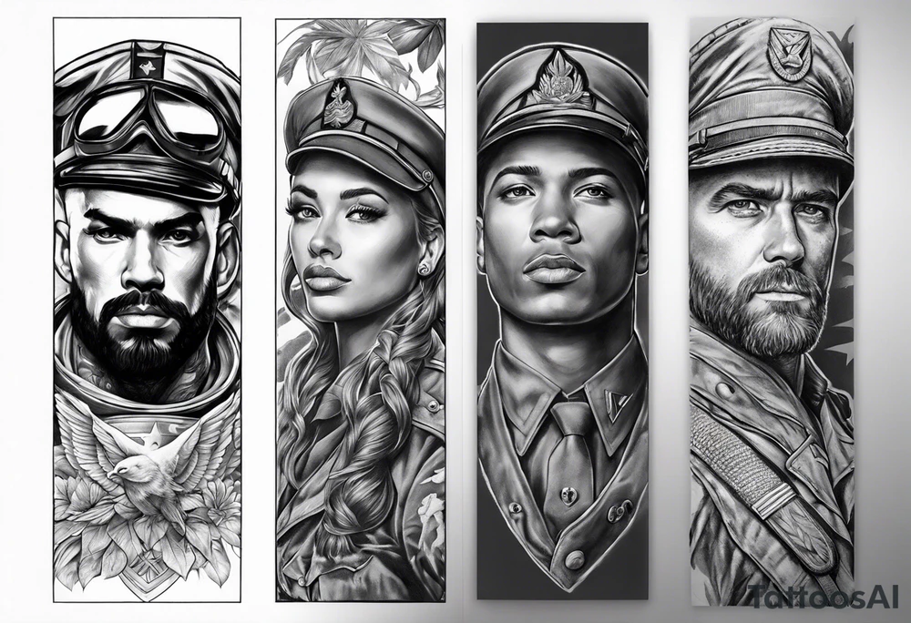 Military themed sleeve tattoo idea