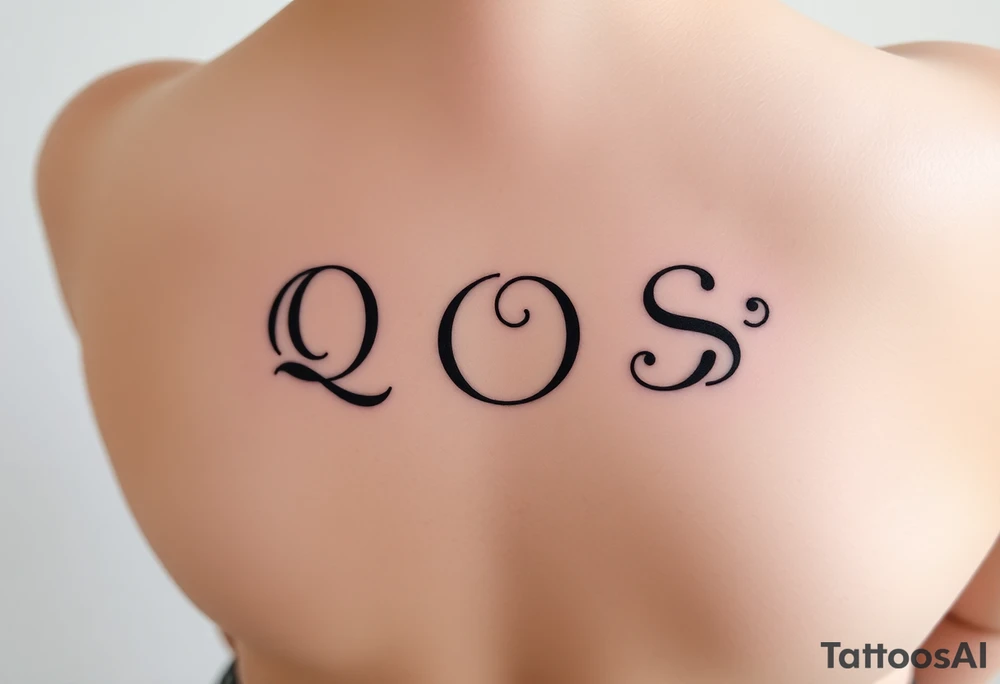 text reading "QOS" across a womb tattoo tattoo idea