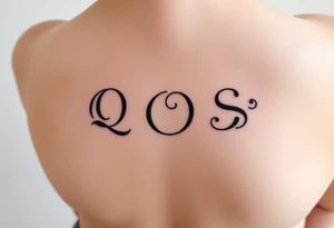 text reading "QOS" across a womb tattoo tattoo idea