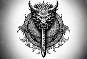 Valhalla sword shield dragon axe viking tattoo idea