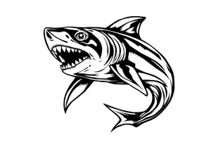 Masculine strong shark flowing tattoo idea